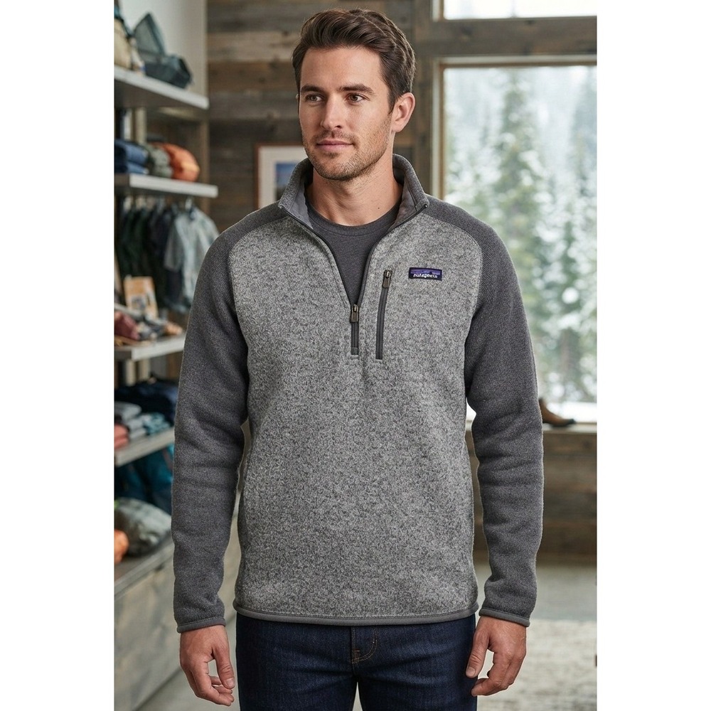 Patagonia Better Sweater Fleece 1/4 Zip Pullover Men's Medium Grey Hiking 25522